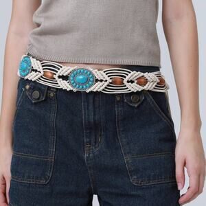 Braided Waist Rope Belt - Natural Adjustable Boho Belt